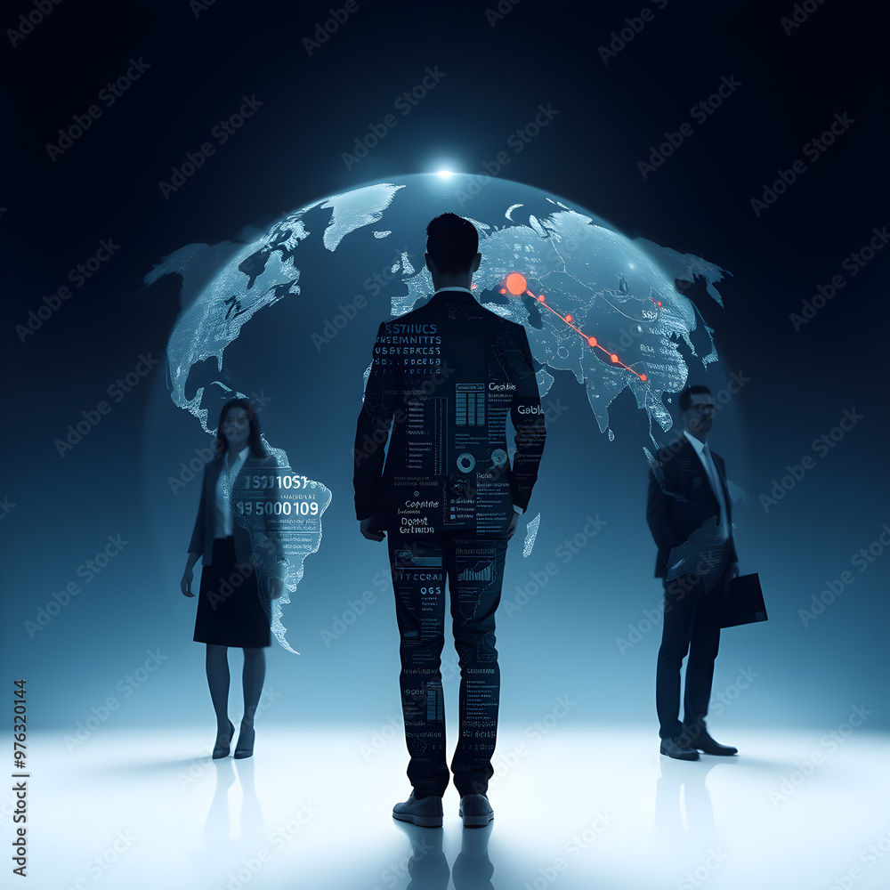 Business People Silhouette. Teamwork Global Business Concepts. AI generated image, ai.