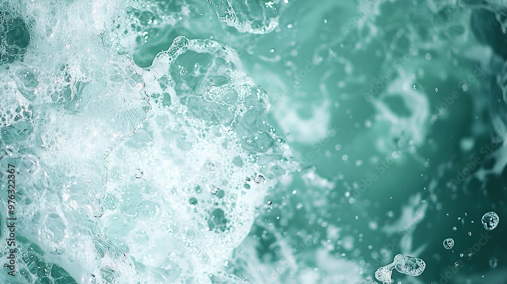 Close-up of water bubbles on the surface of a body of water with a blue sky in the background Close-up of water bubbles on the surface of a body of water with a blue sky in the background