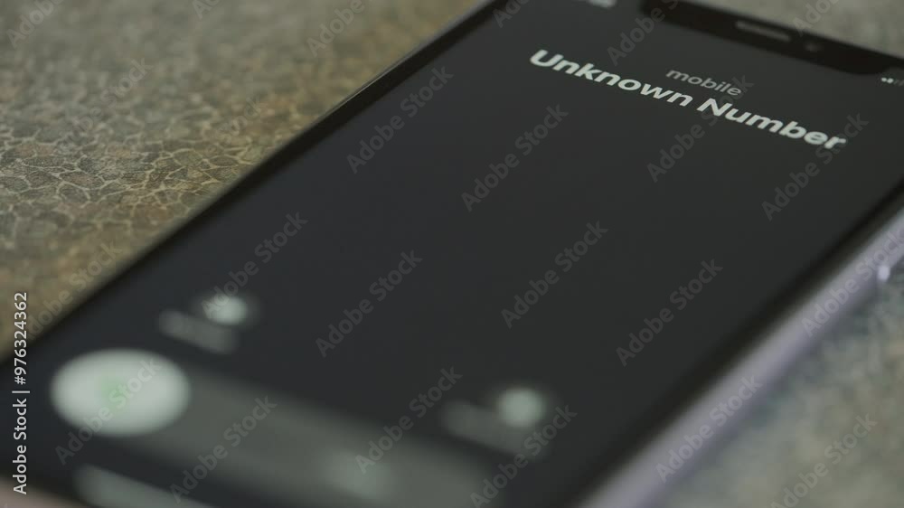 Incoming call from unknown number on  smartphone macro video.