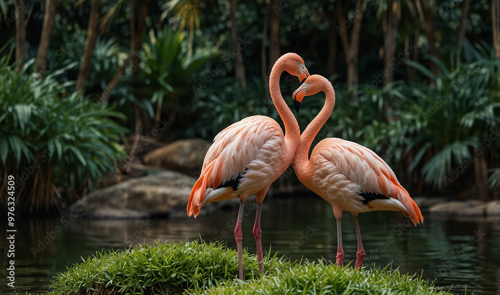 Fototapeta premium flamingos with new look and style 