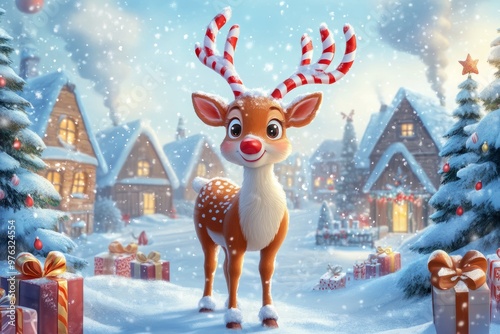 christmas reindeer with gift box