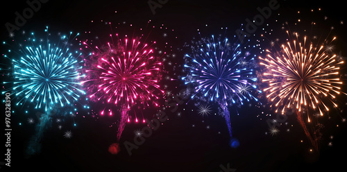 Colorful Fireworks Display on New Year's Eve Celebration