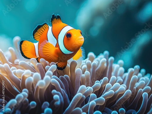 Anemone and Clownfish Under the Sea photo