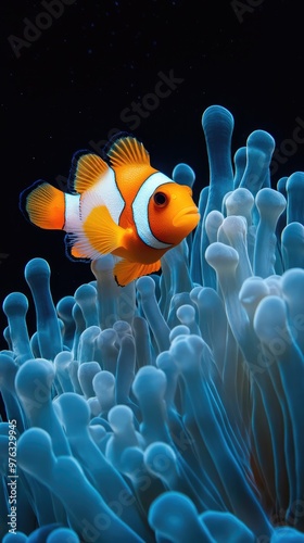 Anemone and Clownfish Under the Sea photo