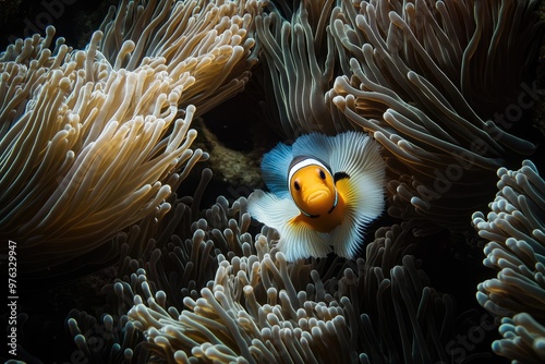 Anemone and Clownfish Under the Sea photo