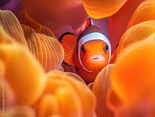 Anemone and Clownfish Under the Sea photo