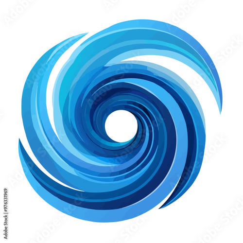 Abstract spiral vortex icon flat on white isolated background, vector design.