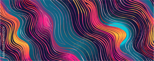 Abstract wavy lines seamless pattern background, dynamic and flowing lines in vibrant colors, vector pattern.