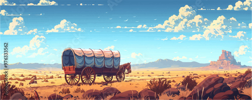 Covered wagon stagecoach retro. vector simple illustration