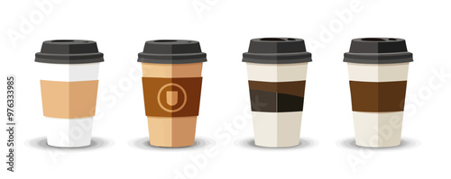 Coffee cup icon flat on white isolated background, vector design.