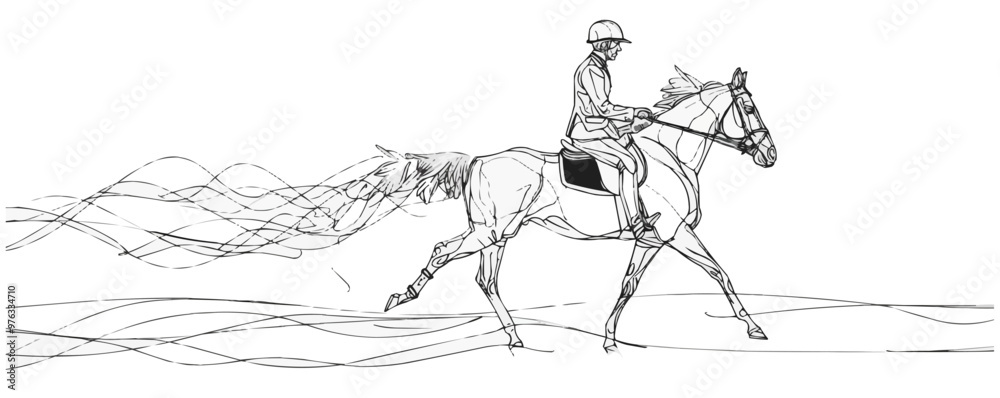 Fototapeta premium A man is riding a horse on a beach