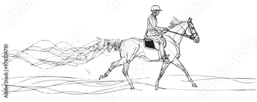 A man is riding a horse on a beach