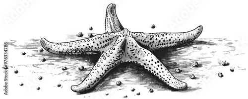 Starfish hand drawn engraving. vector simple illustration