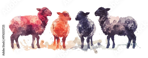 sheep in watercolor style.. vector simple illustration