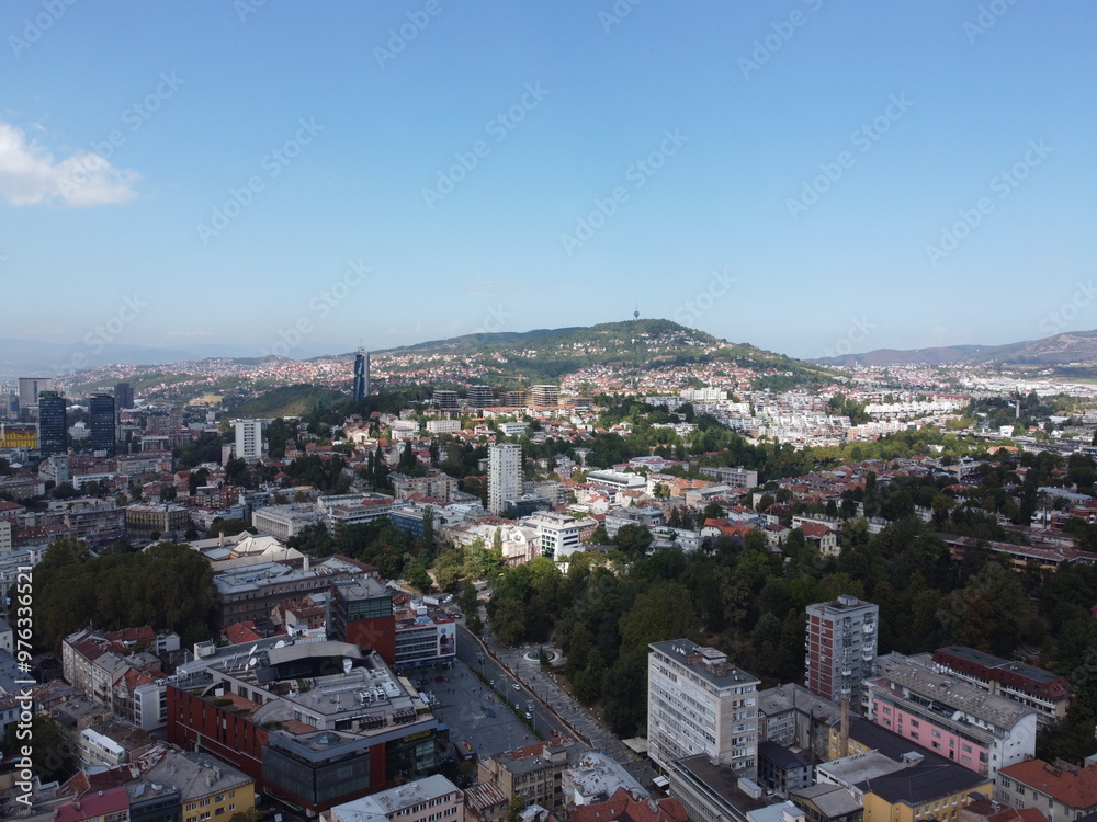 Drone aerial shot of Bosnia, Sarajevo, Mostar, Stari Most Bridge