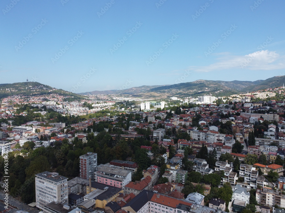 Drone aerial shot of Bosnia, Sarajevo, mostar