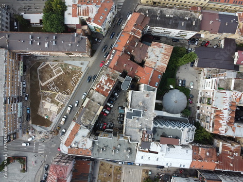 Obraz na płótnie Drone aerial shot of Bosnia, Sarajevo, mostar w salonie