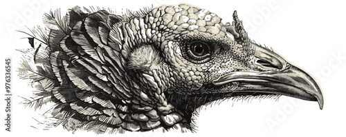 gobbler Engraving style. Simple pencil drawing vector