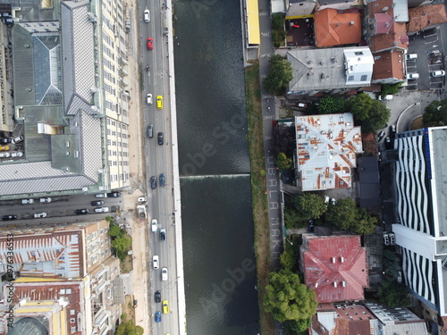 Drone aerial shot of Bosnia, Sarajevo, Mostar, Stari Most Bridge