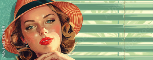 woman retro style vector
