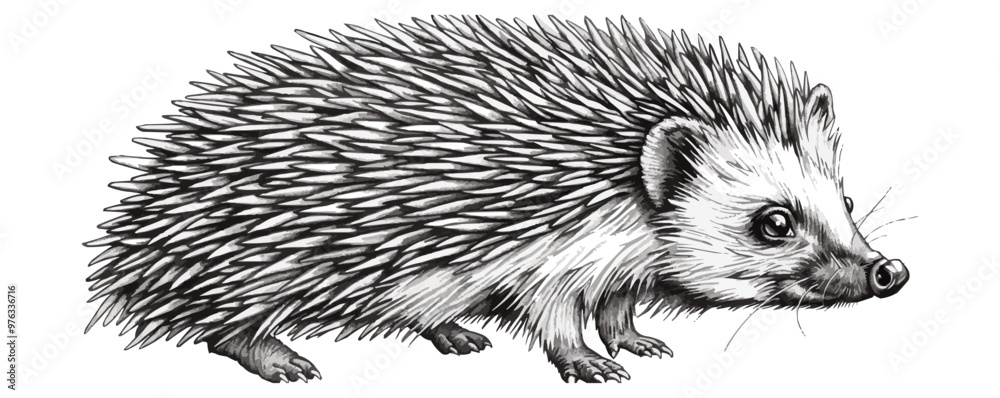 Obraz premium hedgehog Engraving style. Simple pencil drawing vector