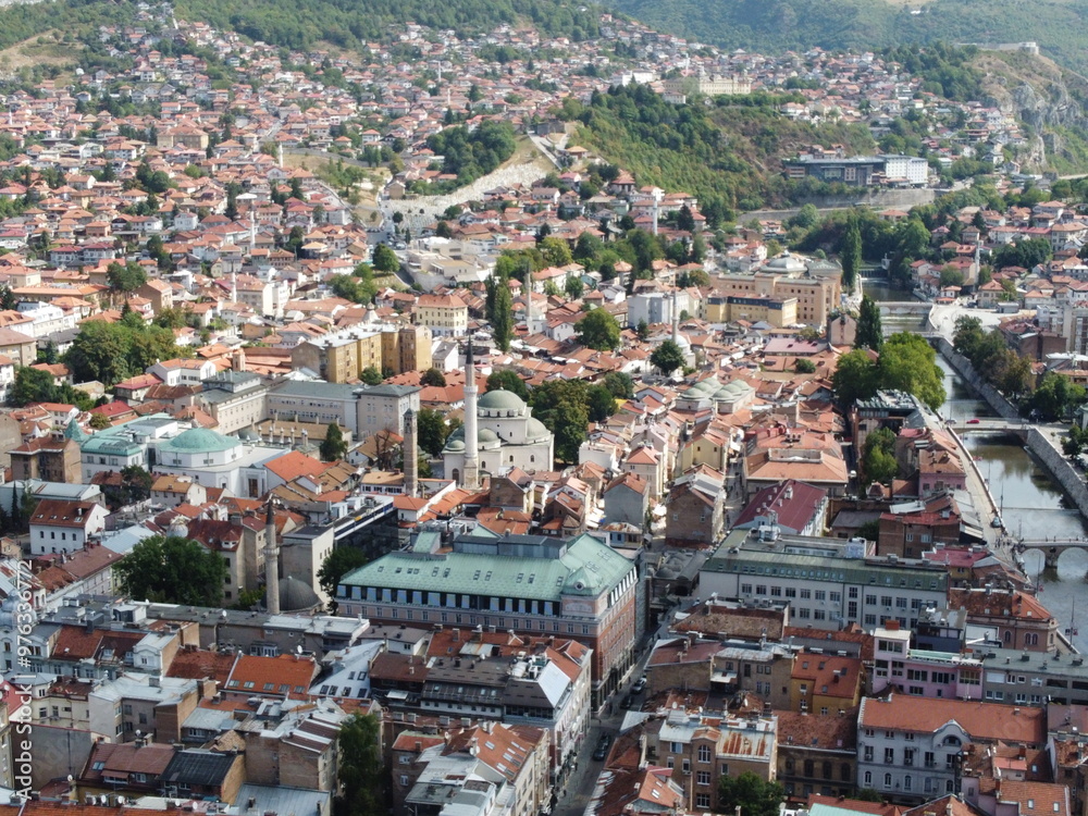 Drone aerial shot of Bosnia, Sarajevo, mostar
