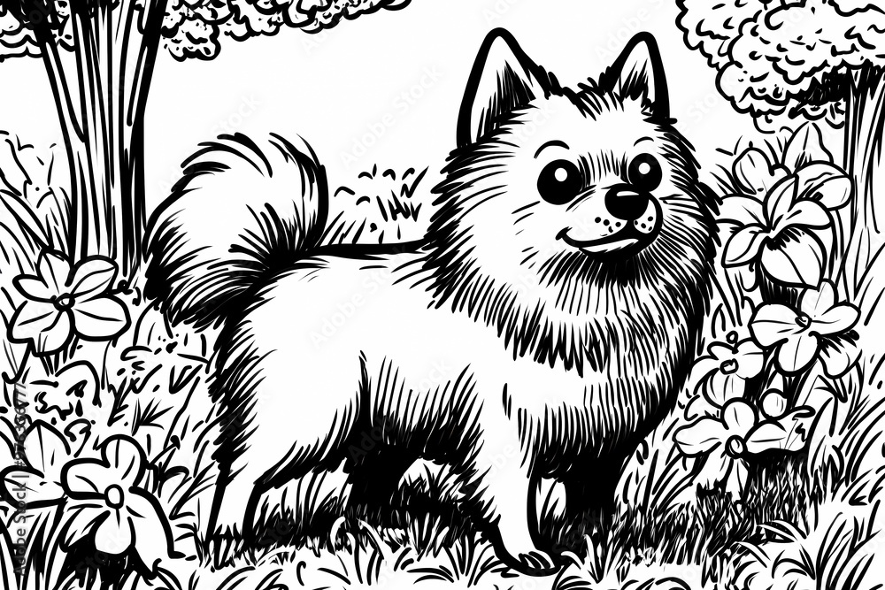 Obraz premium Cute coloring page featuring a playful dog for kids creativity.