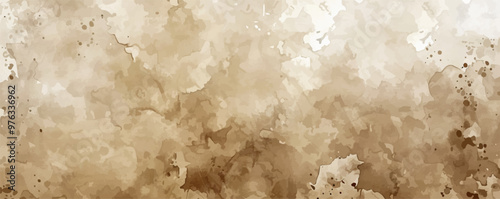 Classic antique watercolor background with aged paper textures and sepia tones, flat, vector illustration.