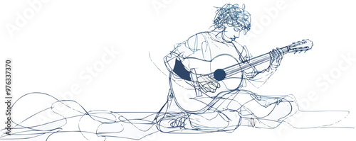 Continuous one line drawing person meditating on a white background. vector illustration.