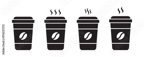 Hot coffee cup icon. Paper coffee cup icon.