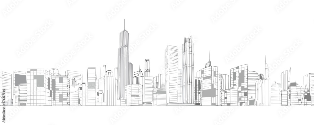 Continuous one line drawing skyscraper on a white background. vector illustration. Continuous one line drawing skyscraper on a white background. vector illustration.