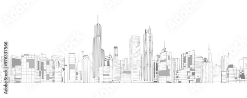 Continuous one line drawing skyscraper on a white background. vector illustration.