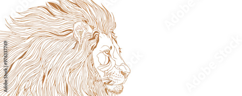 Continuous one line drawing lion with mane on a white background. vector illustration.