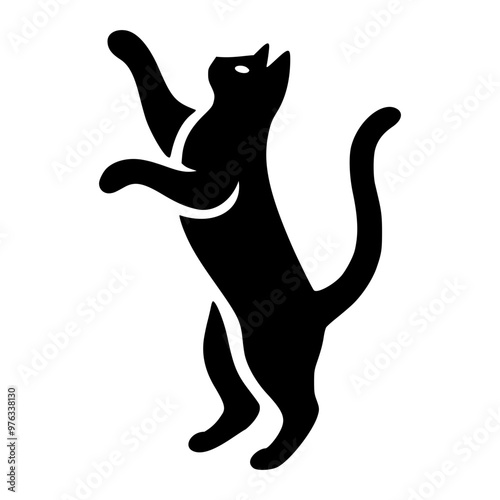 Standing halloween black cat vector art transparent illustration, silhouette black cat vector, monochrome minimal cat svg
