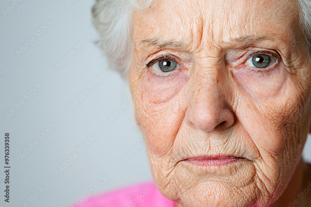 an elderly woman with a skeptical, disbelieving expression, one eyebrow raised and lips pursed against a white background an elderly woman with a skeptical, disbelieving expression, one eyebrow raised and lips pursed against a white background