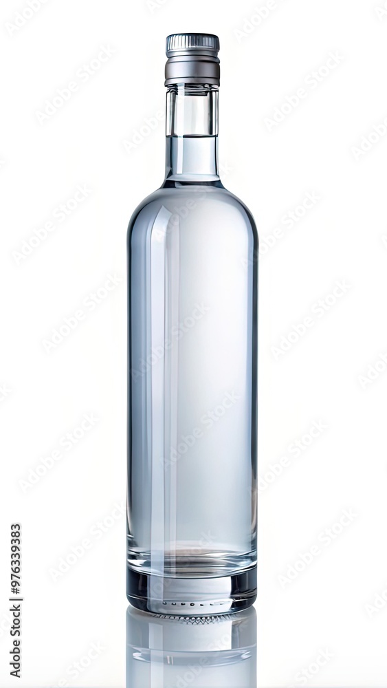 Bottle of vodka or gin isolated on white background. Hard liquor product presentation. Bottle of vodka or gin isolated on white background. Hard liquor product presentation.