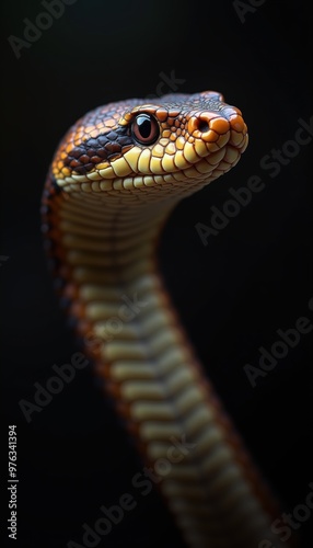 A striking close-up of a serpent, showcasing intricate scales and captivating colors, perfect for nature and wildlife projects.