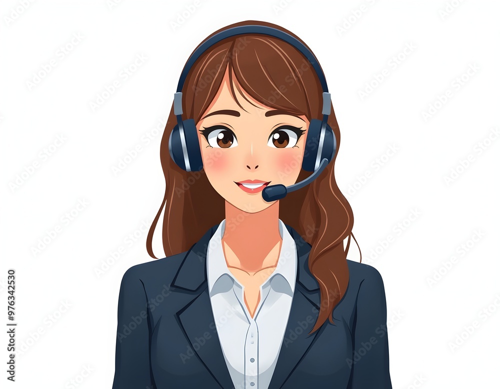 illustration call center operator with headset illustration call center operator with headset