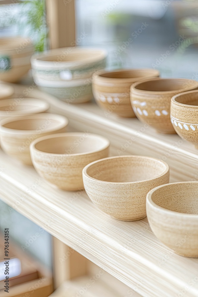 Elegant Shelf Display Featuring a Variety of Colorful Bowls in a Bright, Minimalist Setting, Showcasing Modern Home Decor and Organization Ideas Elegant Shelf Display Featuring a Variety of Colorful Bowls in a Bright, Minimalist Setting, Showcasing Modern Home Decor and Organization Ideas