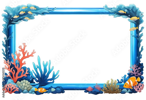 Underwater Coral Reef Frame on transparent background
