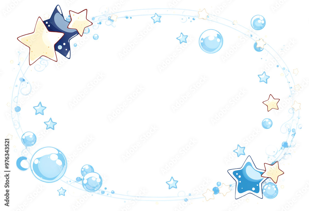 Blue starry Frame with Bubbles on transparent background Blue starry Frame with Bubbles on transparent background