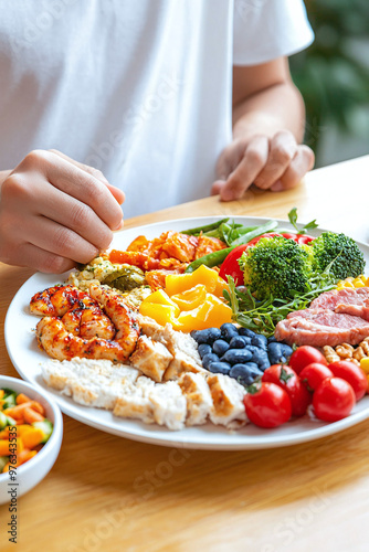 a person holding a plate of healthy salad