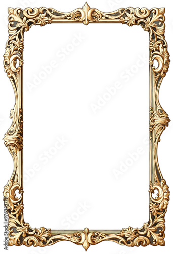 Gold Baroque Frame on a transparent background