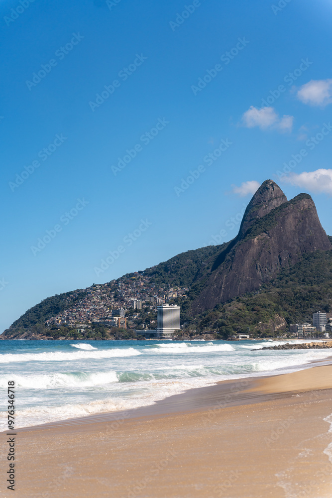 Ipanema Beach with the mountain of two brothers in background Ipanema Beach with the mountain of two brothers in background