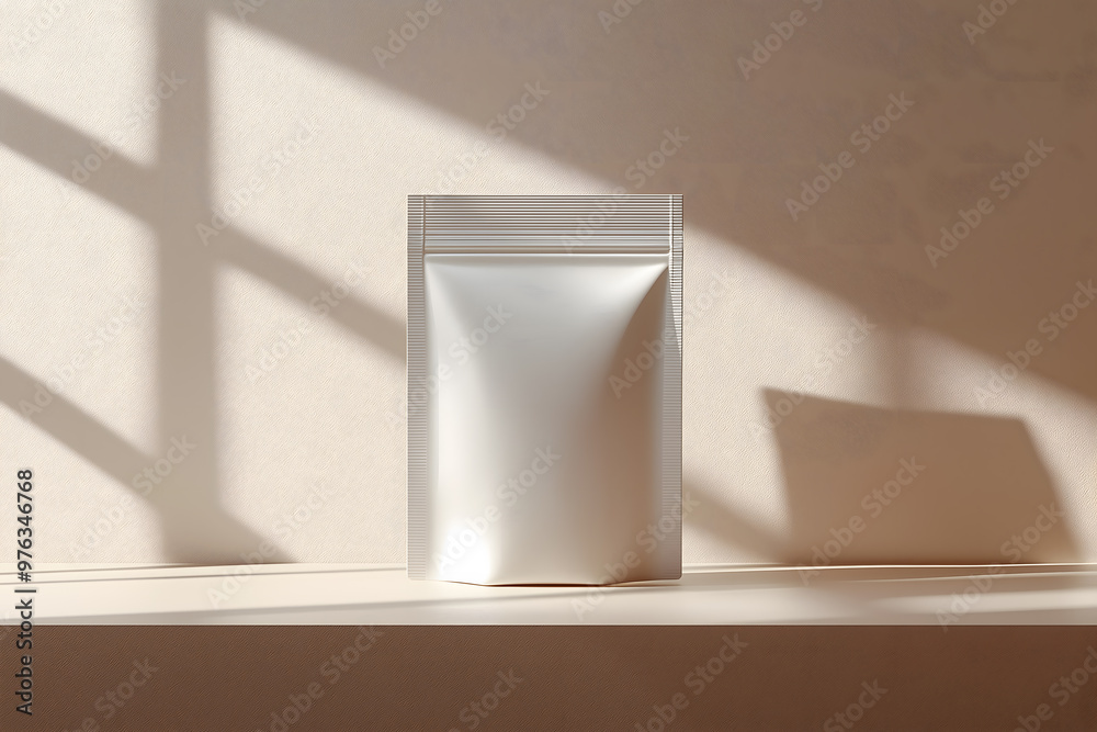 Unbranded white mockup standup pouch, product shot, ideal for whey protein, herbs, flour
Unbranded white mockup standup pouch, product shot, ideal for whey protein, herbs, flour