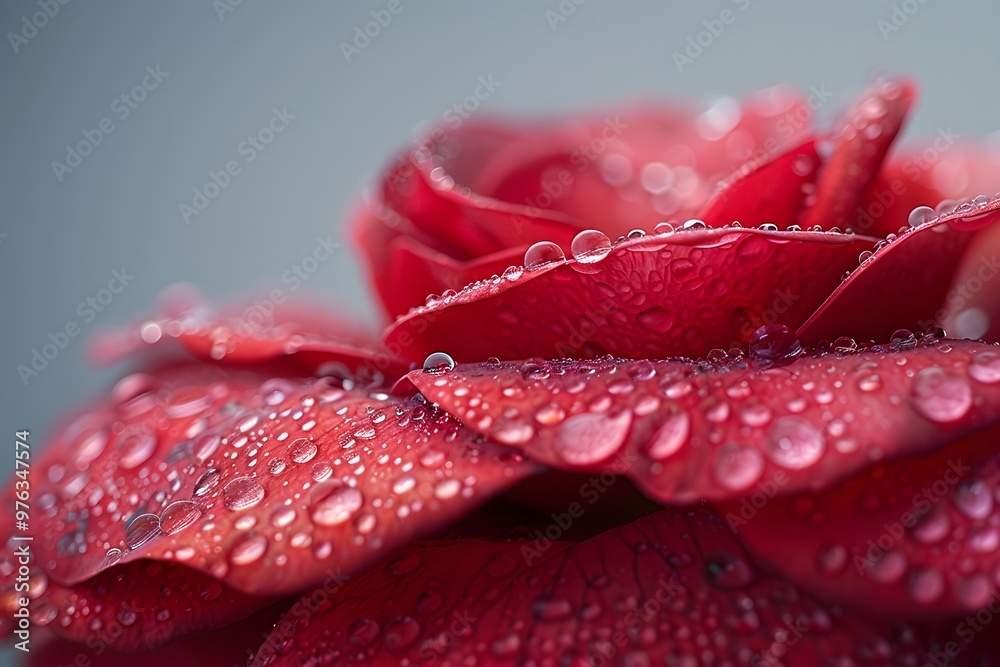 Stunning Close-Up of a Dew-Kissed Red Rose Petal Stunning Close-Up of a Dew-Kissed Red Rose Petal