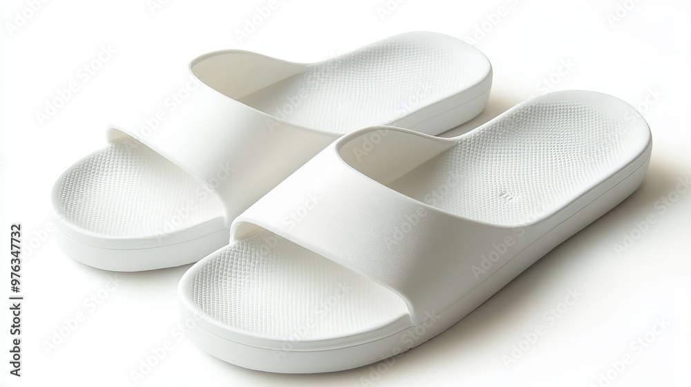White beach-style slide sandals, perfect for summer wear White beach-style slide sandals, perfect for summer wear