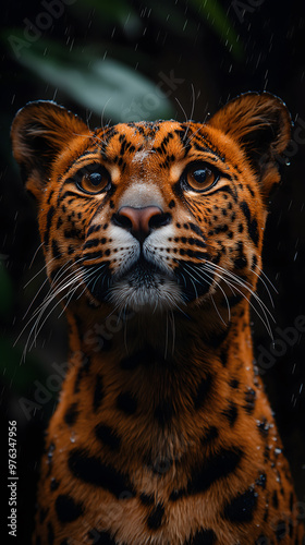 Portrait of leopard mobile phone wallpaper, predator carnivore background