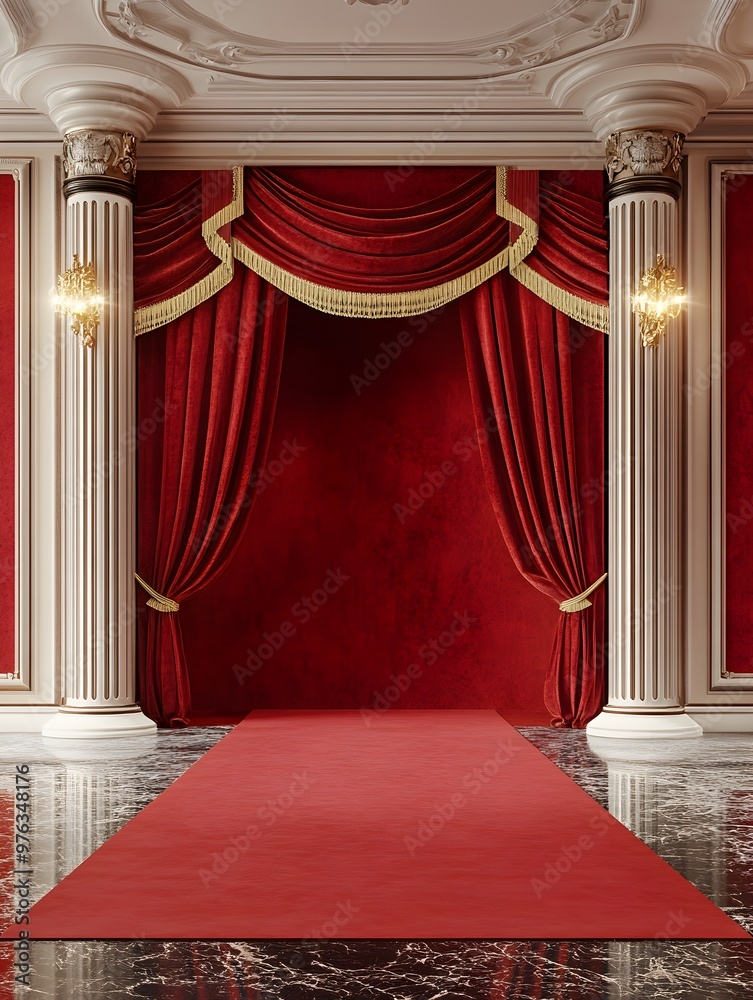 Red carpet backdrop mockup
