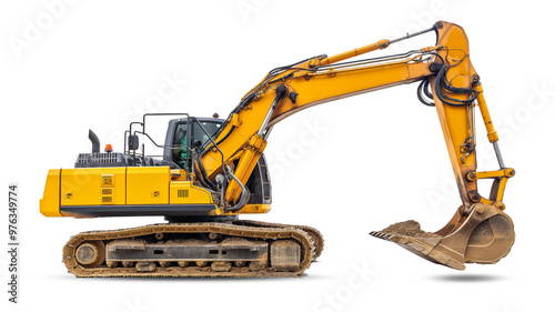 excavator on white background